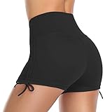 VUTRU Damen Badeshorts Kurze Hohe Taille Badehose Schnell Trocknend Schwimmhose Yogahose Yoga Leggings Schwarz M