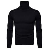 KBUY Rollkragenpullover Herren Feinstrick Warme Basic Turtleneck Langarmshirt Freizeit Slim fit Sweatshirt Halbkragen Pullover Männer Rollkragen Pullover Rollkragenpulli Strickpullover Lang