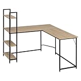 WOLTU Eckschreibtisch, L-Form Computertisch, Winkelschreibtisch, Schreibtisch mit 4 Ablagen 138x50cm&80x50cm, Industrie-Design Arbeittisch für Home Office, TSB147