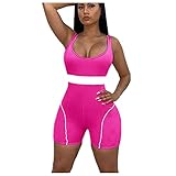 LRWEY Damen Jumpsuits Clubwear Kurz Strampler Casual Ärmellos Etui-Jumpsuits, hot pink, S