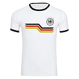 T-Shirt Deutschland Adler Trikot Bunte Balken Herren weiß/schwarz Gr. S - 3XL - Fanshirt Fanartikel Fanshop Trikot Fußball EM WM Germany,Größe:XXXL