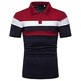 Celucke Polohemd Streifenshirt Poloshirt Gestreift Herren T-Shirt, Kurzarm Poloshirt Männer Basic Polo Hemd Shirt Slim Fit (Blau,XL)