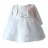 LOLIWE Taufkleid Taufbolero Baby Mädchen Kleid Blumenmädchenkleid Festlich Kleid Babybekleidung (DE 74)