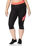 Amazon-Marke: AURIQUE Contrast Panels BAL004 sport leggings damen,Mehrfarbig (Black/Geranium),42 (Herstellergröße: X-Large)