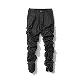 ZLDGYG Herren-Hose, lockere Plissee, Übergröße, Freizeithose, Baggy, Trainingshose (Farbe: Schwarz, Größe: L Code)