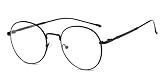 Metall Frame Retro Glasrahmen-Ebenenspiegel Dekobrille Klassisches Rund Rahmen Glasses Klare Linse B