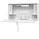 DR-Büro Wandschreibtisch klappbar - Hängesekretär Wandklapptisch Homeoffice - abschließbar - 120x65 cm, Farbe:Weiß/Weiß