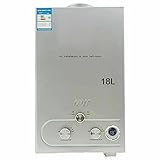 TABODD 18L 36KW Tragbarer Erdgas-Durchlauferhitzer NG Boiler Warmwasserbereiter für Heimdusche Bad Warmwasser Dusche Warmwasserbereiter mit CE-Zertifizierung, Silb