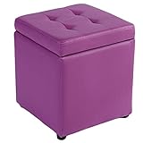 DYPXG Kunstleder Aufbewahrung Ottoman Fußhocker Hocker Sitzbank, Würfel Mit Scharnier Top Organizer Box Pouf Brust Einzelsitz-lila 30x30x35cm (12x12x14inch)