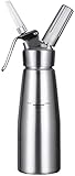 POOPHUNS 500ml Sahnespender, Aluminium Schlagsahnebereiter mit 3 Edelstahl Düsen und 1 Reinigungbürste, Professioneller Sahnesiphon für Köstliche Schlagsahne, Saucen, Mousse und D