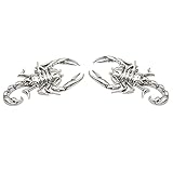 3D Skorpion Auto Aufkleber, Asudaro Auto Metall Skorpion Aufkleber Vinyllegierung Klebstoff Abzeichen Aufkleber Dekoration Trim Zubehör,Silb