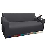 Luxurlife Thick Sofabezug Stylish Pattern Sofaüberzug Stretch Elastische Jacquard Sofahusse Couchhusse mit Armlehne für Wohnzimmer(4 Sitzer,Grau)
