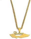 Halskette 4 Cm Curacao Islands Karte Anhänger Halsketten Gold Farbe Edelstahl Schmuck Karten Geschenk Für Frauen Männer 60 C