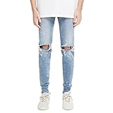 Yikesnt Herren Jeans Frühjahr und Herbst Mode Persönlichkeit Europäische und amerikanische Allgleiche Zerrissene Jeans mit Taschen 33