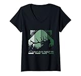 Damen Vintage Rothirsch Jagd T-Shirt mit V