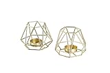 ECHTWERK 2-teiliges Teelicht-/ Kerzenhalter Set Vintage Small, Gold-Edition, 8 x 8 x 8,3