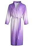 IVQAPP Gradient Waffle Robes for Women Cotton Long Kimono Robes Knit Unisex Bathrobe Lightweight Soft Sleepwear V-Neck Ladies Loungewear Red M