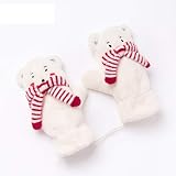 CAILIN Handschuhe & Fäustlinge Damen Halfter Fäustlinge Herbst Winter Winter Mädchen Mädchen Plüsch Süße Cartoon Bär Outdoor Wärme strickhandschuhe (Color : White)
