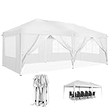 3x6 Pavillon Wasserdicht Pop up Faltpavillon Pavillon mit 6 Seitenteilen Faltbar Zelt Rob