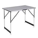 WOLTU® Campingtisch Klapptisch Gartentisch Arbeitstisch Balkontisch höhenverstellbar Aluminium Stahl MDF Grau CPT8121g