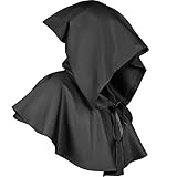 ikasus Halloween Kapuzen Kurz Umhang,Halloween Vintage Mittelalter Kostüm Cosplay Zubehör Sensenmann Umhang mit Kapuze,Gevatter Tod Kapuze für Kostümparty,Erwachsener Unisex,(Weiß)