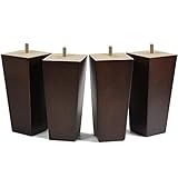 ZKORN 4 Stück Möbelfüße/Sofa Beine,Mitte des Jahrhunderts Moderne Walnussholzmöbel Füße Ersatzbeine mit Montageplatten und Schrauben für Sofa Schrank Kabinett Couch Stühle Bett Braun(Color:W