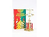 Klingelnder Weihnachtsbaum Gold 30 cm mit 4 Kerzen, original tschechisches Produkt/Angel Chimes/Engelsgeläute/Glockenspiel/