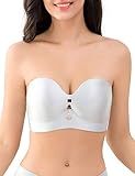 Maeau - Große Größen Trägerloser BH Ohne Bügel Grauer Bandeau BH Push up Rutschfester Trägerlos Bralette mit Verstellbarem Schultergurt Ohne Träger BH für Hochzeiten Abendpartys Täg