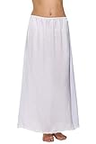 Avidlove Damen Satin/Spitze Glatt Dessous Lang Rock mit Spitzensaum Unterrock Einfarbig, A Maxi Weiß, S