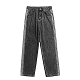 Briskorry Herren Weitem Bein Jeans Jungen Baggy Hip Hop Jeanshose Denim Hose Straight Leg Casual Relaxed Fit Jeans Breite Freizeithose Streetwear Jeansoveralls Männer Y2K J