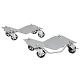 DURHAND Rangierheber 2 Stücke Rangierhilfe Reifenwechsel Wagenheber mit 4 Rollen für Auto PKW Grau 40,5L x 30B x 13,5H