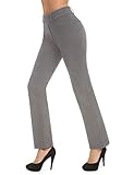 Bamans Damen Bootcut Pull-On Kleid Hose Büro Business Casual Yoga Arbeitshose mit Schlüsseltasche, gerades Bein - - X-Groß