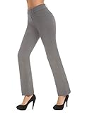 Bamans Damen Bootcut Pull-On Kleid Hose Büro Business Casual Yoga Arbeitshose mit Schlüsseltasche, gerades Bein - - X-Groß