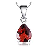 JewelryPalace Birne 2.2ct Natürlicher roter Granat Birthstone Solitaire Anhänger 925 Sterling Silb