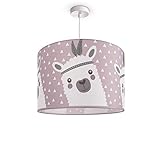 Paco Home Kinderlampe Deckenlampe LED Pendelleuchte Kinderzimmer Lampe Lama-Motiv, E27, Lampenschirm: Pink (Ø45.5 cm), Lampentyp: Pendelleuchte Weiß