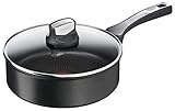 Tefal G25932 Unlimited On Schmorpfanne | 24 cm | mit kratzfester Titanium Antihaft-Beschichtung | Thermo-Signal | PFOA-frei | geeignet für alle Herdarten, auch für Induktionsherde | schw