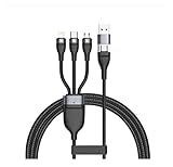 YUNYUN Datenkabel 3 in 1 USB C.Kabelfit for iPhone 12 Pro 11 Xr.Ladekabel 100W Micro USB Typ C-Kabel for MacBook Pro Samsung Xiaomi (Color : Black(1.2m))