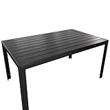 Aluminium Gartentisch RedNeck GAT-6 Gartentisch anthrazit/schwarz, Esstisch mit Tischplatte in Holzoptik (Holzimitat) wetterfest sowie rostfrei, geeignet für 6 Personen, Maße: 150 x 90 x 72