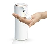 MAGANO automatischer Schaumseifenspender 250ml - No Touch Sensor - Design Seifenspender für Küche Badezimmer und Wellness - Weiß / Gold [Neue Generation]