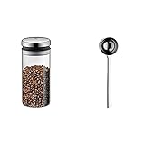 WMF Depot Vorratsdose Glas 1,0l, Höhe 21,5 cm, Vorratsglas mit Deckel, Kaffeebohnen Behälter, Müslidose & Nuova Kaffeedosierlöffel 14,5 cm, Kaffeelö