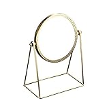 TTms Kosmetikspiegel Makeup Mirror Gold Retro Desktop Kleinspiegel Desktop Square Spiegel Runder Spiegel Eitelkeitspiegel (Size : B)