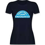 Beruf und Job Geschenke - Survival Camp Kindergarten - M - Navy Blau - Damen Tshirt Kindergarten - L191 - Tailliertes Tshirt für Damen und Frauen T-S