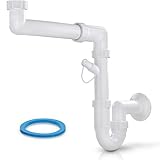 Siphonly Raumsparsiphon 1 1/2' - Ø 40 mm für Spülbecken mit Geräteanschluss | Platzsparende Ablaufgarnitur für Küche | Spülen- Siphon raumsparend mit W