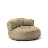 Lumaland Outdoor Sitzsack-Lounge, Rundes Sitzsack-Sofa für draußen, 320l Füllung, 90 x 50 cm, Beig