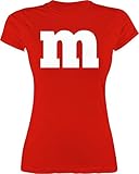 Karneval & Fasching Kostüm Outfit - Gruppen-Kostüm m Aufdruck - L - Rot - t-Shirt Frauen - L191 - Tailliertes Tshirt für Damen und Frauen T-S