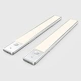 2 Stücke EZVALO LED Schrankleuchten mit Bewegungsmelder, 30 cm, 4000K, stufenlos dimmbare Unterbauleuchte, helle LED Sensor Licht, ultraldünne LED Leiste geeignet für Küche Schrank Flur Schub