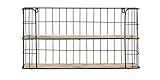 LIFA LIVING Vintage Wandregal aus Holz und Metall Schwarz mit 2 Böden-Holzregal-Natur Stil, Gewürzboard Regal 2 Etagen-Küchenregal oder Gewürzständer, 68 x 35 x 16