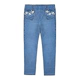 Mayoral - Mädchen Hose Leggings lang mit Hosentaschen Herzen Glitzer Sonnenblumen, Jeansblau - 4.735, Größe 104