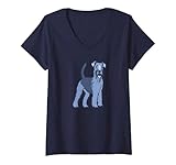 Damen Airedale Terrier Hund Comic T-Shirt mit V