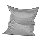 Green Bean © Square XXL Sitzsack aus Baumwolle - 380L EPS-Perlen Füllung - kuschelig, weich, robust - waschbar, mit abnehmbaren Inlett - Beanbag, Sitzkissen, Liege, Bodenkissen - Hellg